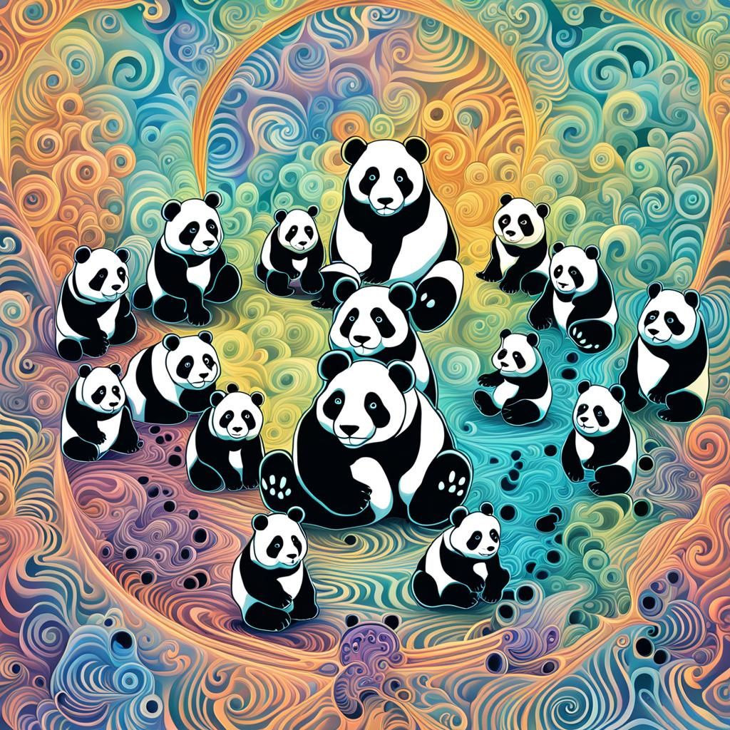 Panda Bear Teaches Emotions in Fractal Art