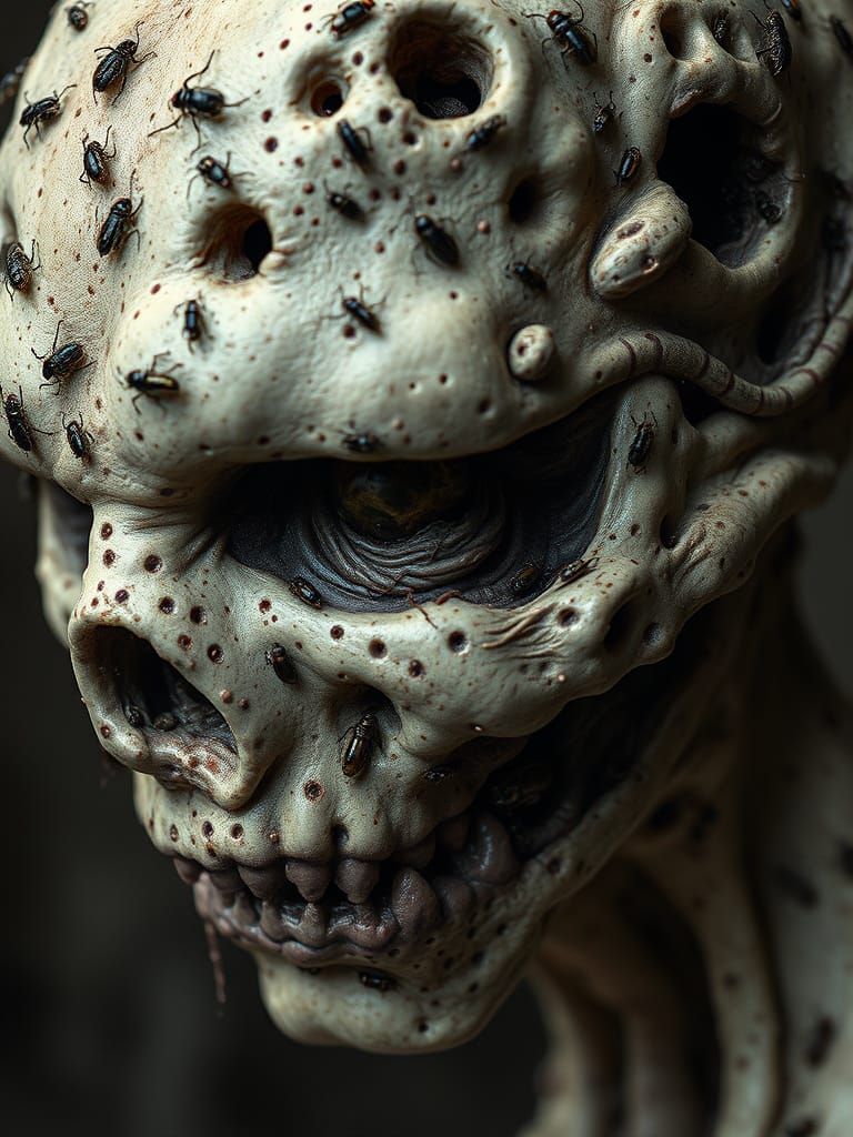 Trypophobia face crawling with insects