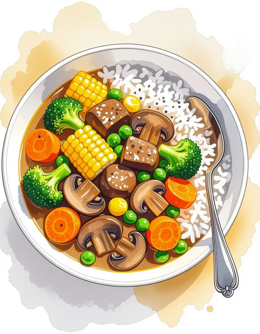 Beef Stew with Rice and Vegetables