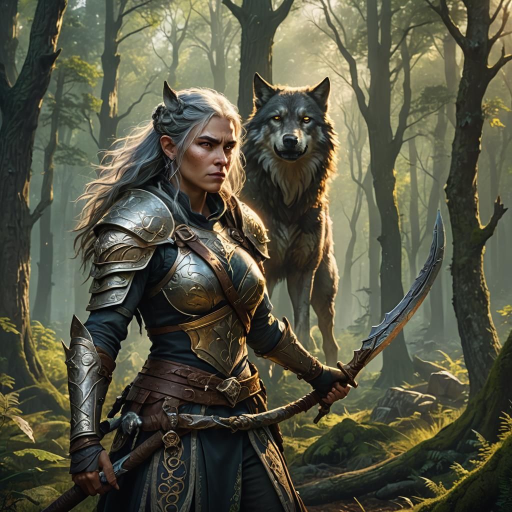 wolves Photobombs Valda: Female Half-orc Druid, N. Str 14, I...