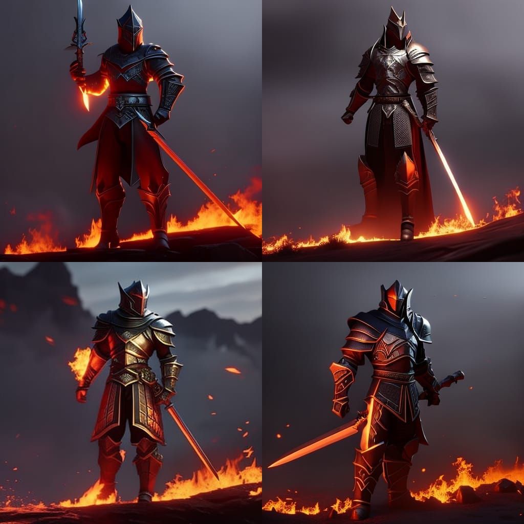 Handsome Knight by fire broadsword