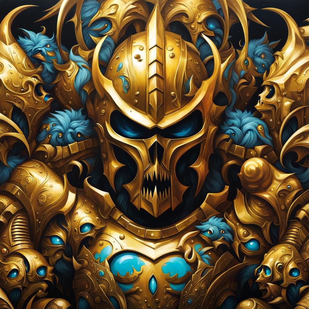 army of monsters in golden armour