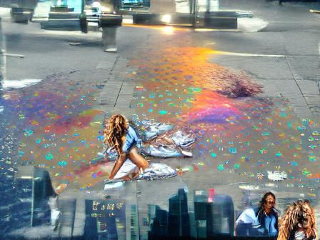 Beyoncé splatters beautifully on the bloody sidewalk having ...