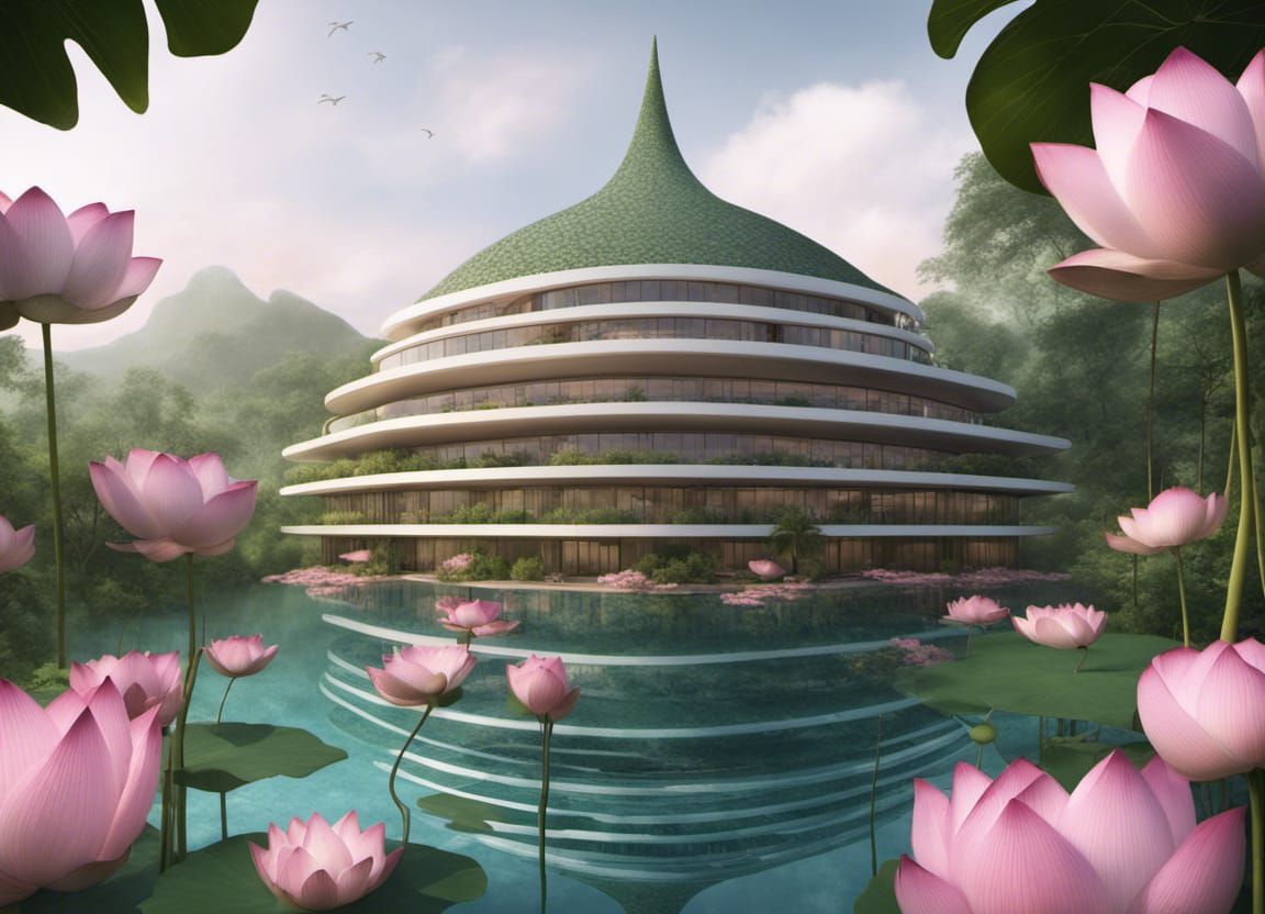 lotus flower resort;high-end resort hotel shaped like a lotus flower ...