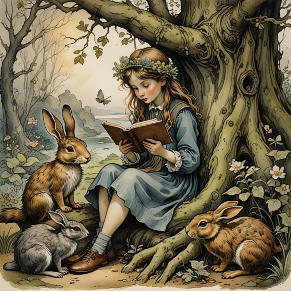 Alice reading her book.  by @WillowTree