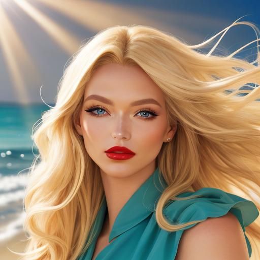 Blonde Bombshell Portrait on Sunny Beach