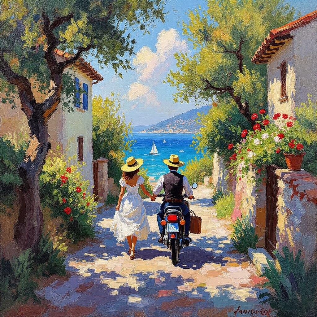 Joyful Impressionistic Oil Painting Evokes Delight