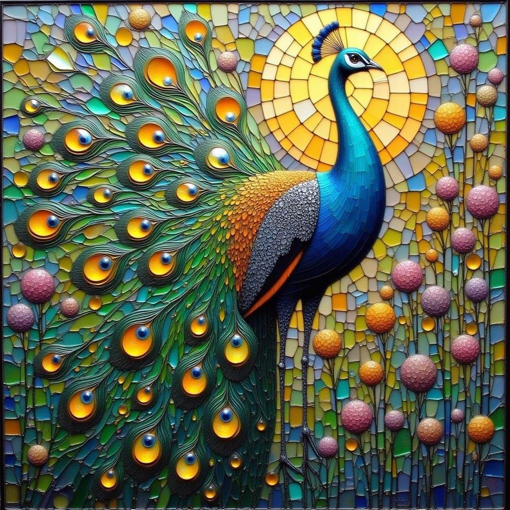 stained glass/mosaic peacock  by @Marta