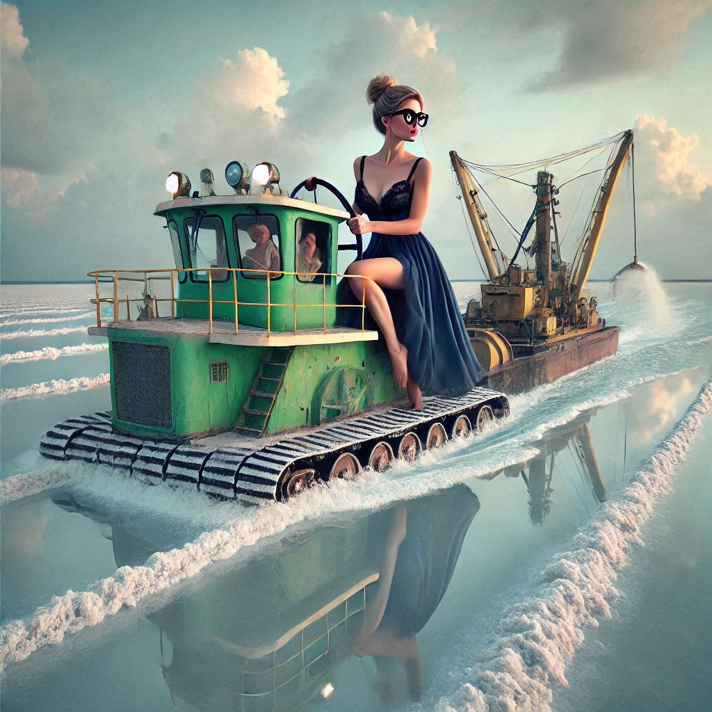 Dredgering on a salt lake