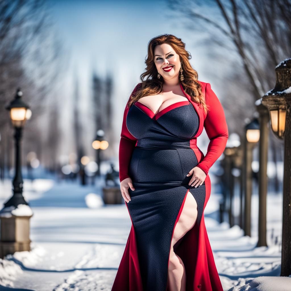a voluptuous bbw snow woman with a naughty smile on her face - AI