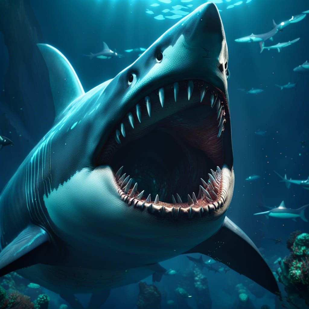 Megalodon Sees All - AI Generated Artwork - NightCafe Creator