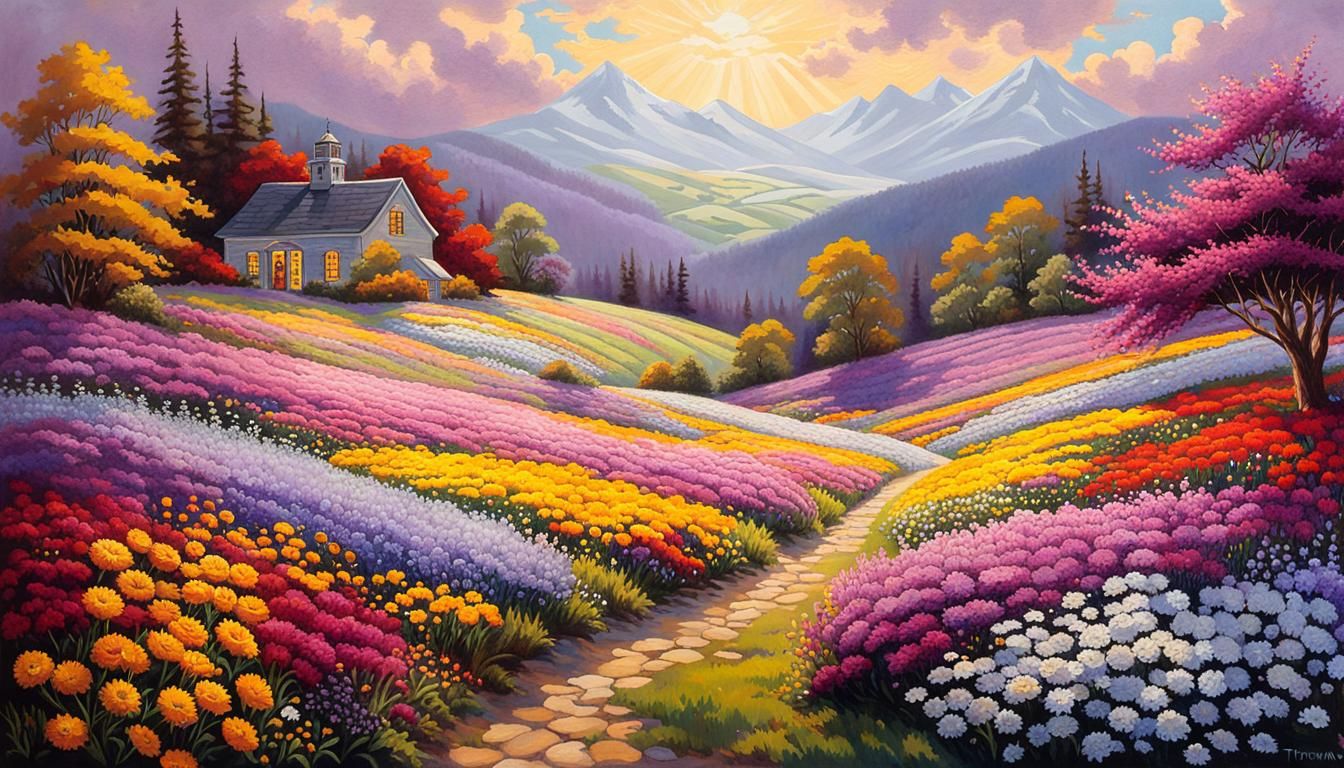 Flower Field, covered in wild spring flowers  by @Bunnzo