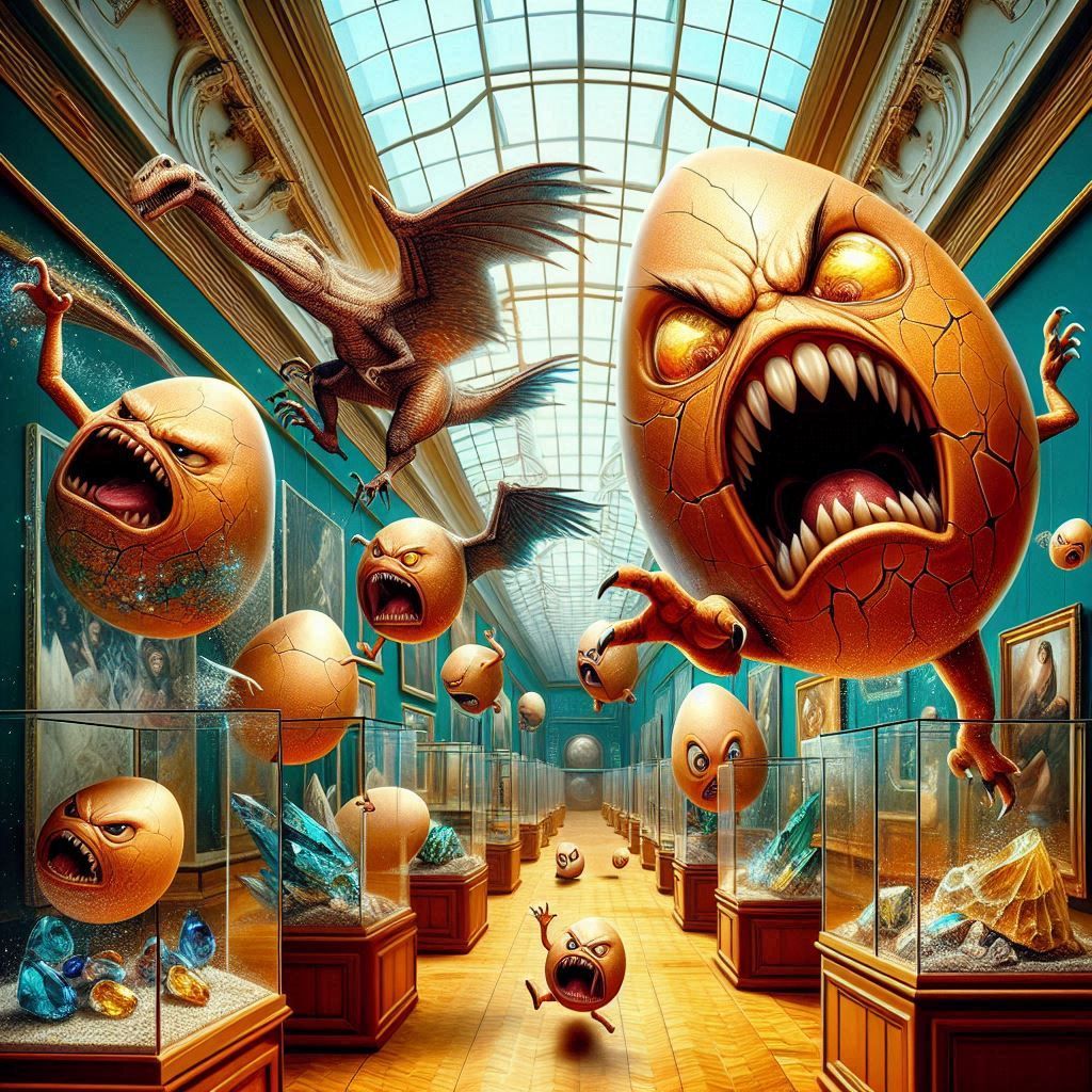 Angry Eggs in a National History Museum