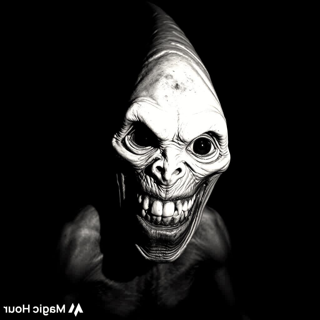 Terrifying horror art creation of a night terror monster evilly looking at the viewer that will give you goosebumps.