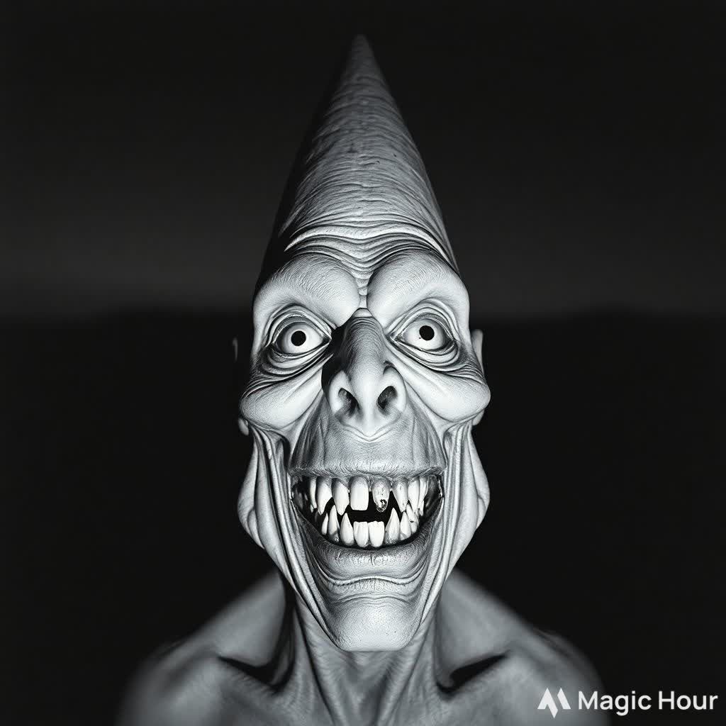 Terrifying black and white horror art creation of a night terror come shaped head pure evil demon monster evilly looking...