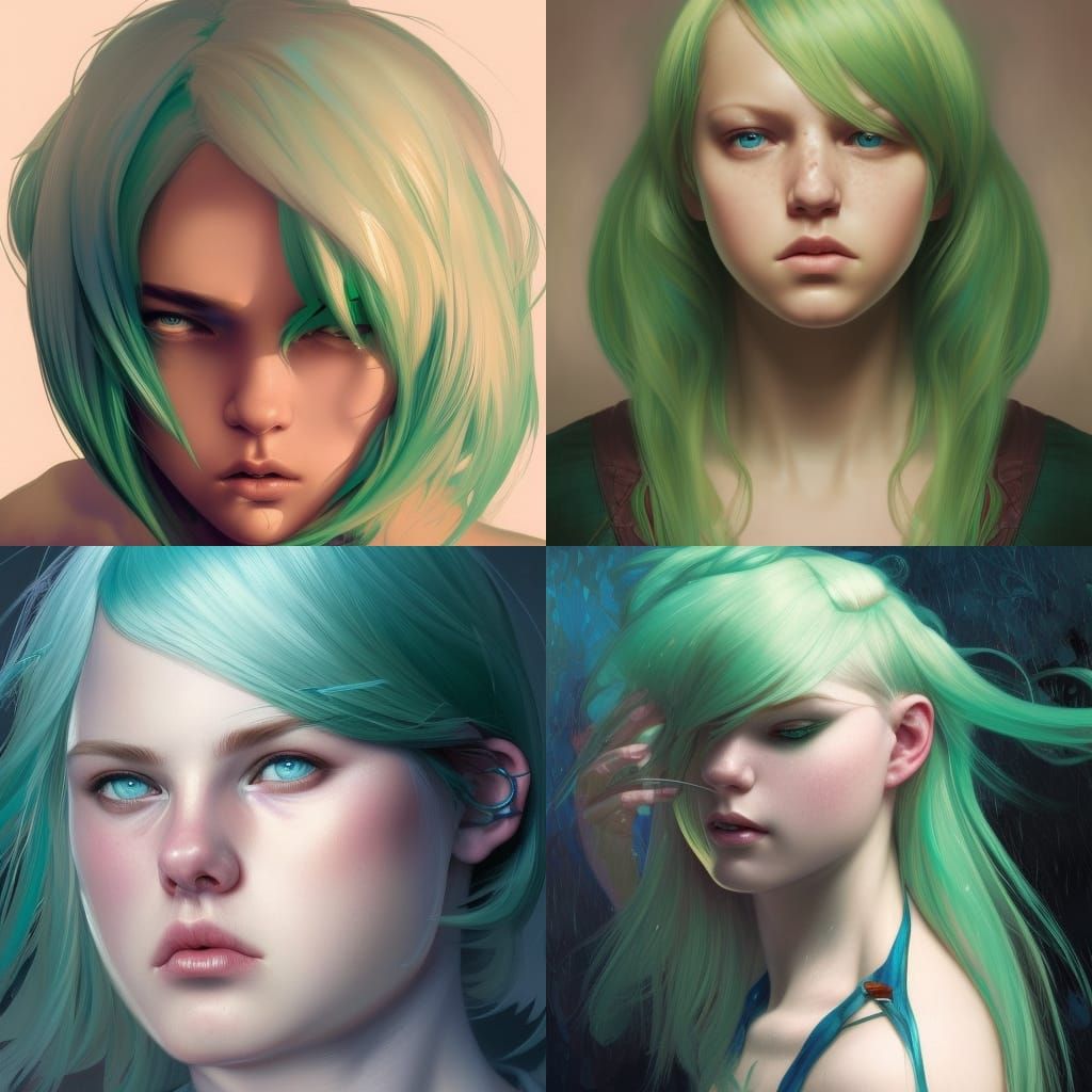 beautiful, teenage, white, green hair, blue eyes, fat, gay