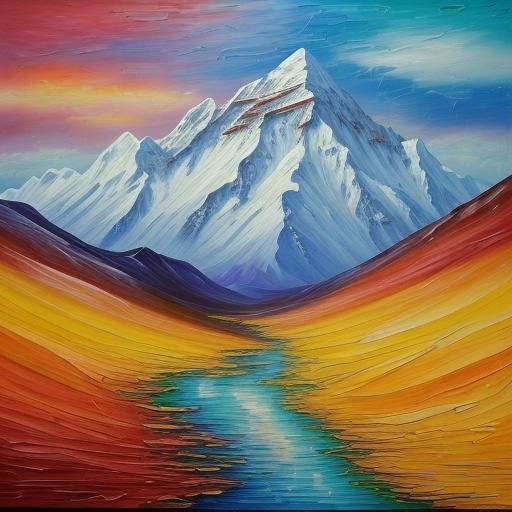 Mountaineers Conquer Everest: Neo-Impressionist Oil Painting