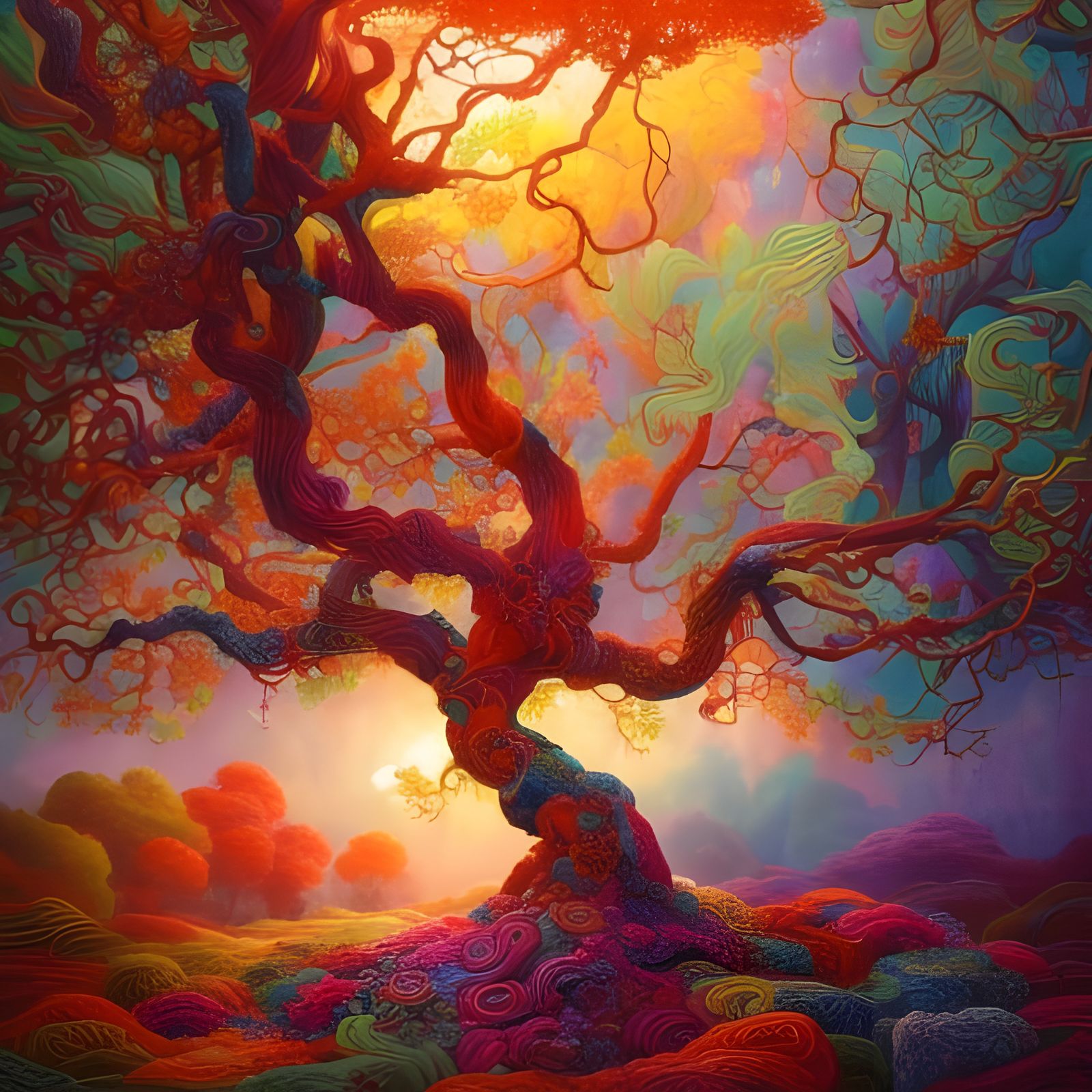 Rainbow Yarn Tree  by @Rochelle