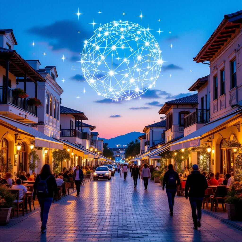 Cityscape with Round and Winding Sky