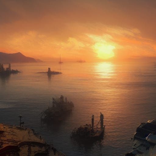 Sunset over the bay