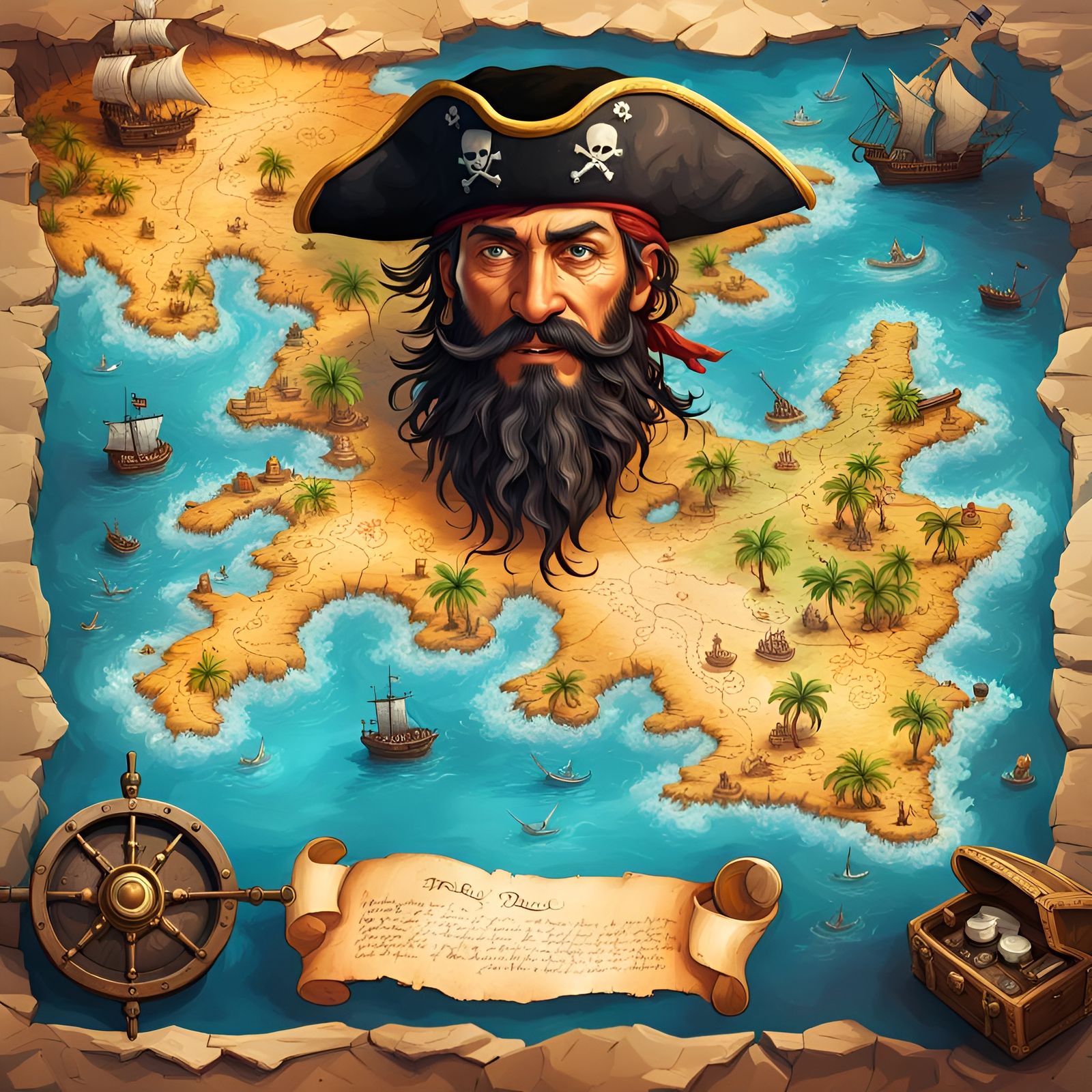 Pirate Blackbeard's fantastic treasure map