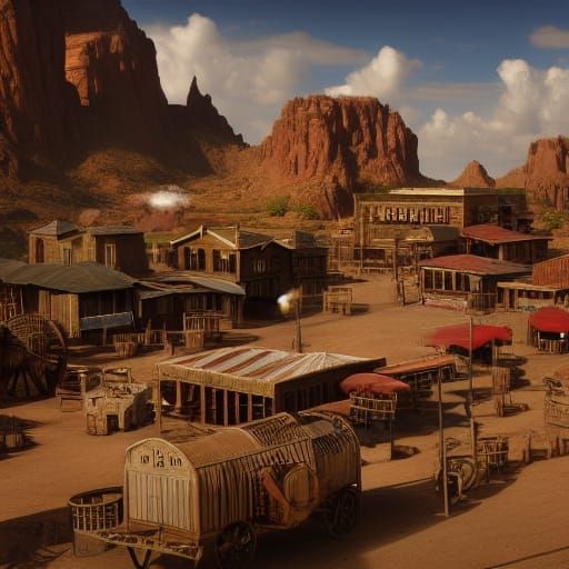 Wild west town - AI Generated Artwork - NightCafe Creator