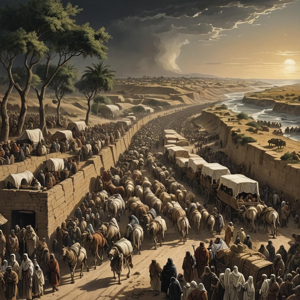 night. Hundreds of biblical families, the Israelites from th...