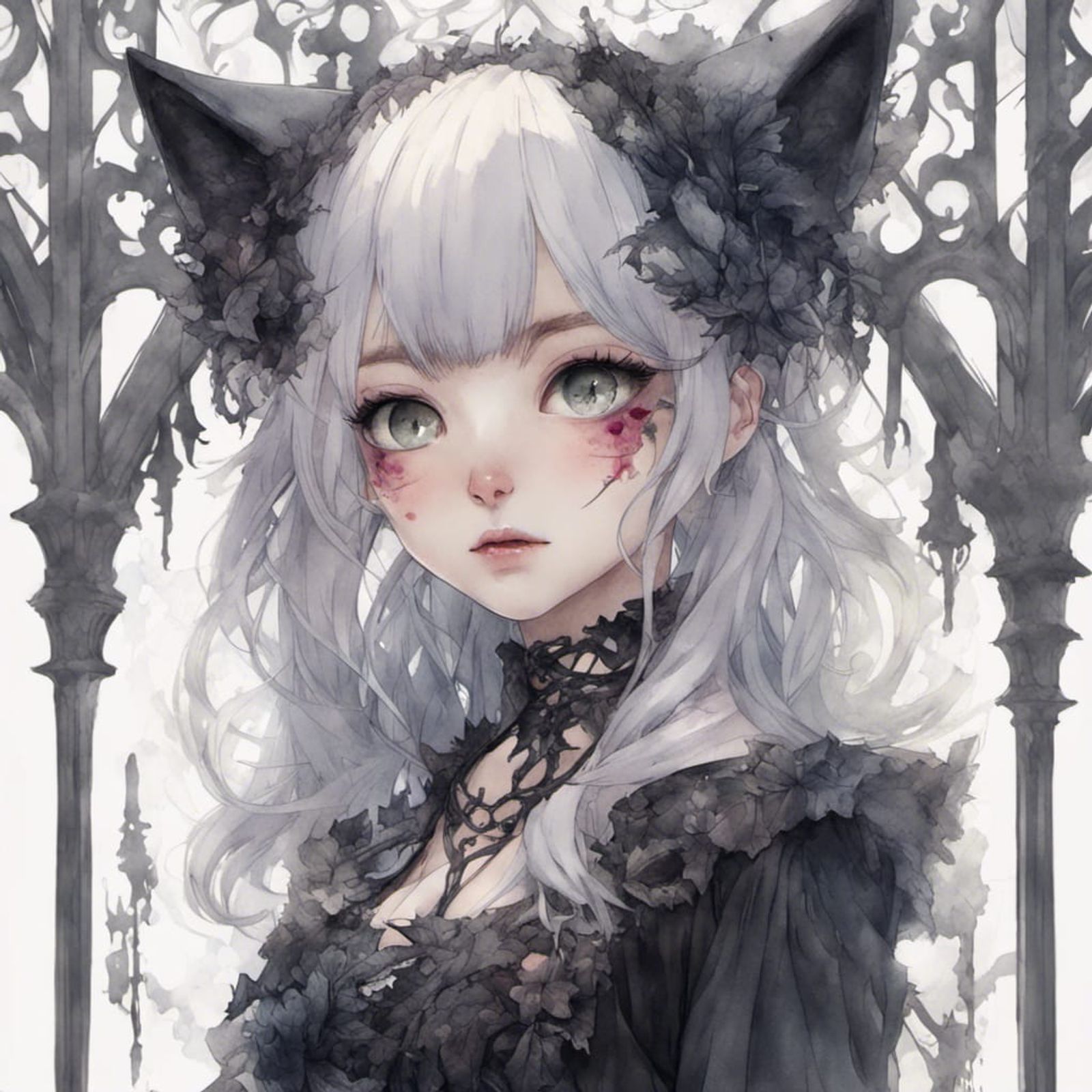 manga girl with wolf ears