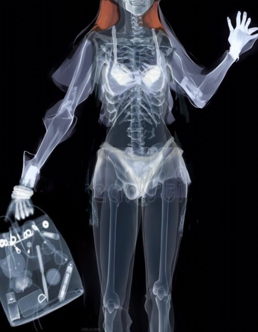 Adorable Fox-girl VIXEN being scanned by an airport x-ray ma...