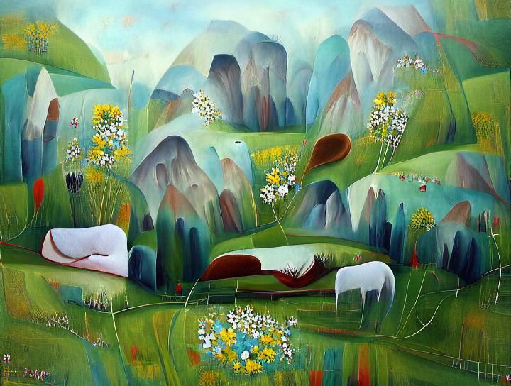 Peaceful meadow in a valley