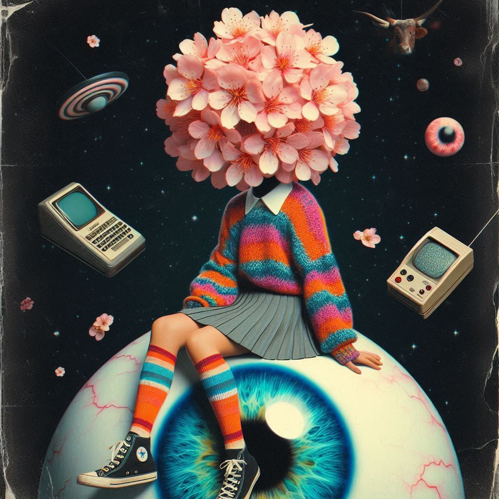 Where petals drift like lost memories, and colours bleed into the space between what is seen and what is felt~