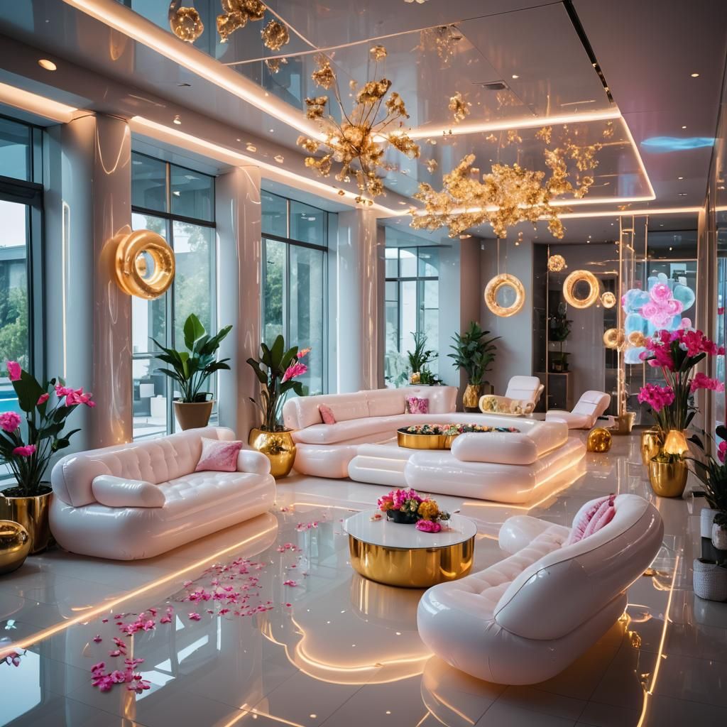 Modern Luxury Spa Interior with Neon Lighting