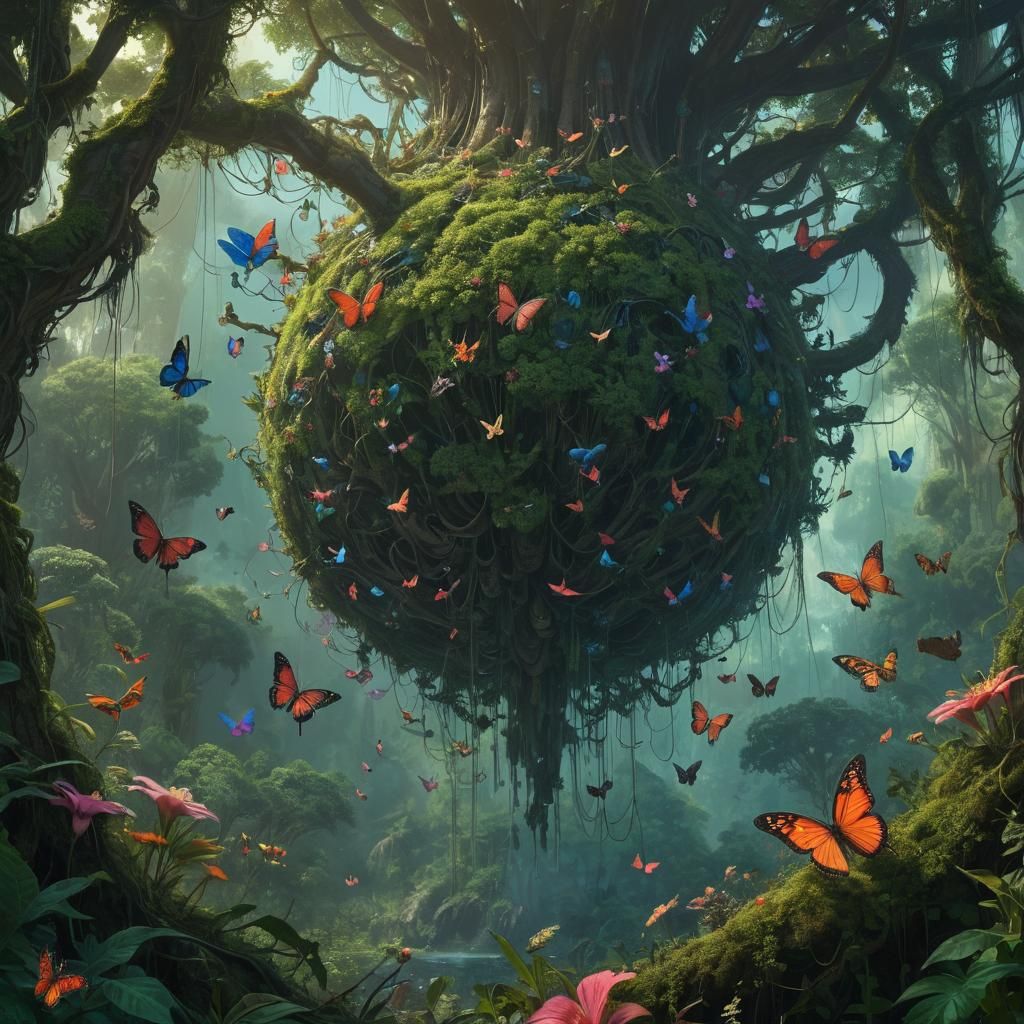 Lush Forest Blooms From Atomic Bomb, Surreal Concept Art