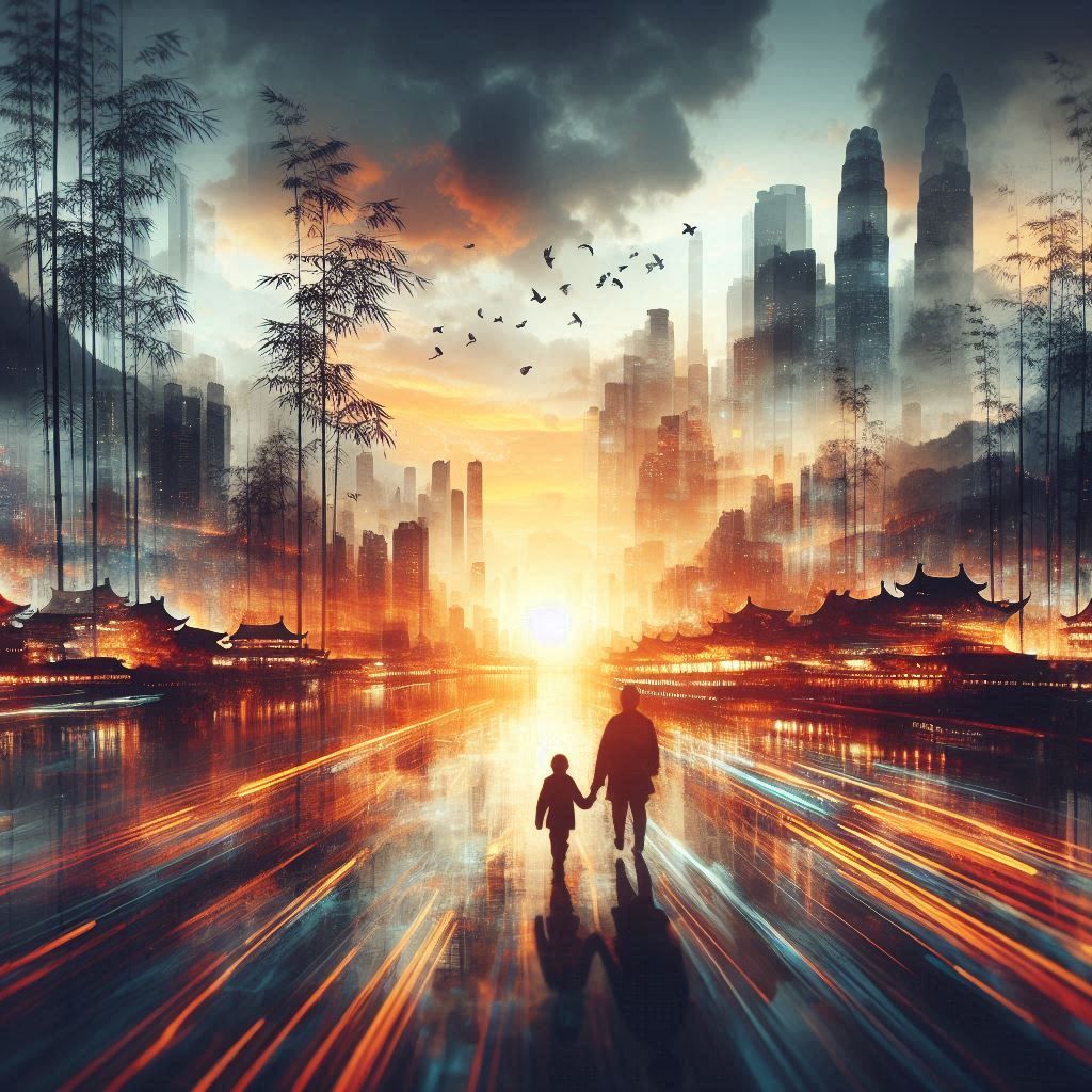 double exposure beautiful fantasy portrait landscape..