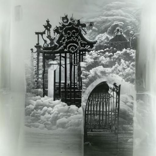 Monochrome print of the gates of heaven
