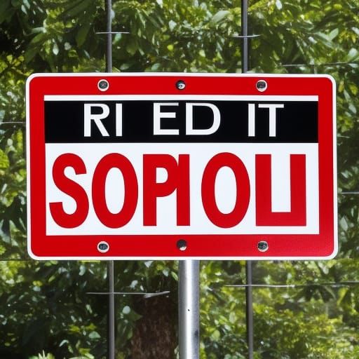 stop sign with a metal frame