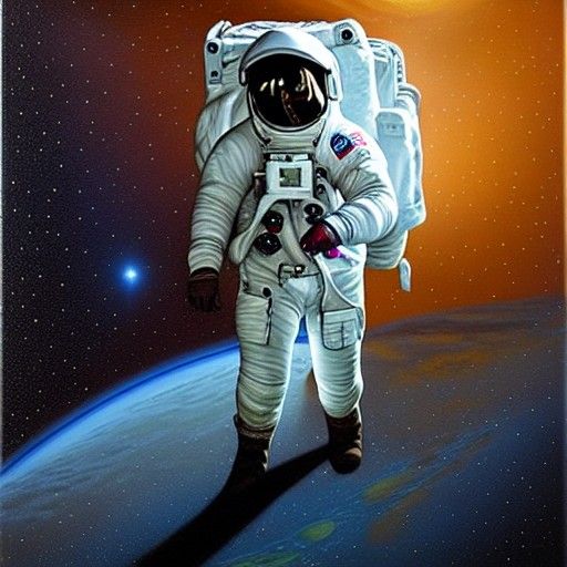 astronaut staring in the void of space