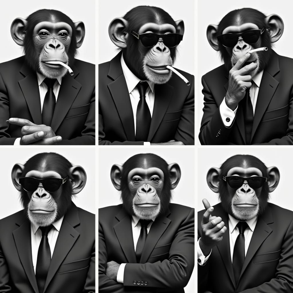 The image is a black-and-white collage containing six photog...