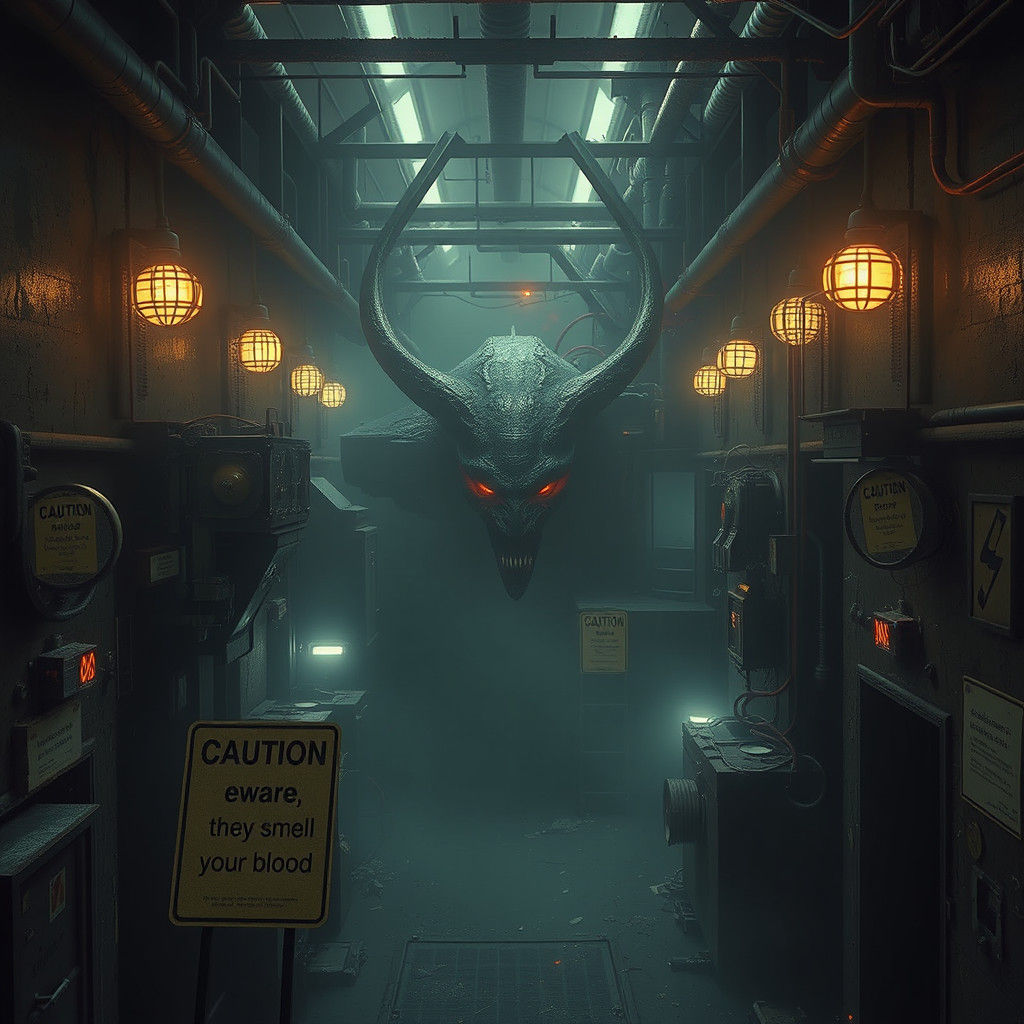 Eerie Devil's Factory in Industrial Biomechanical Style