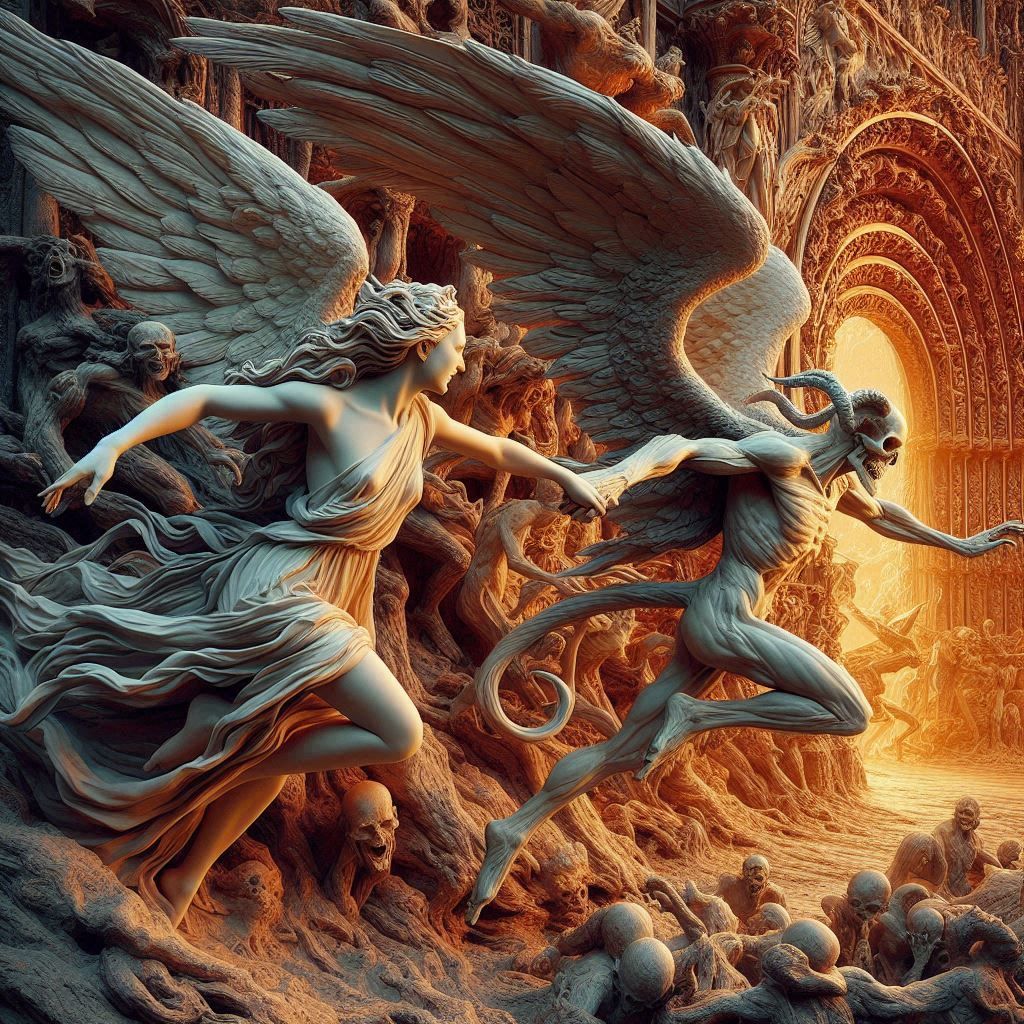 Impossible Lovers fleeing Hell