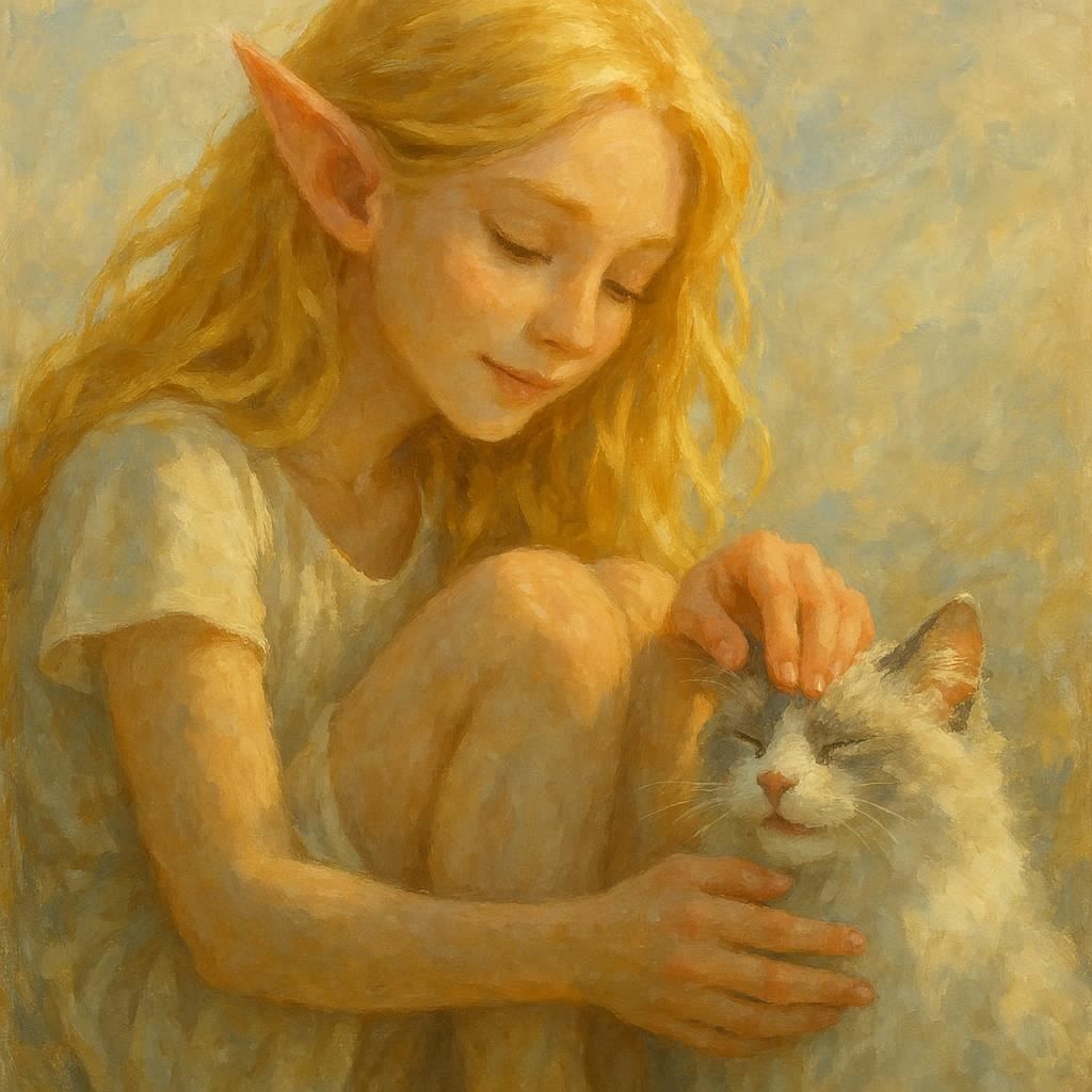 Elf with her cat