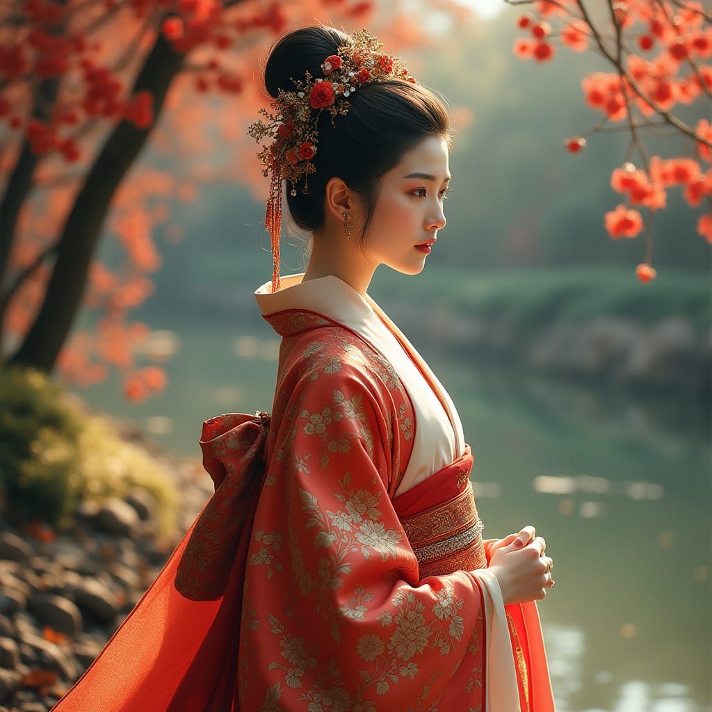 Elegant Chinese Princess in Royal Garden