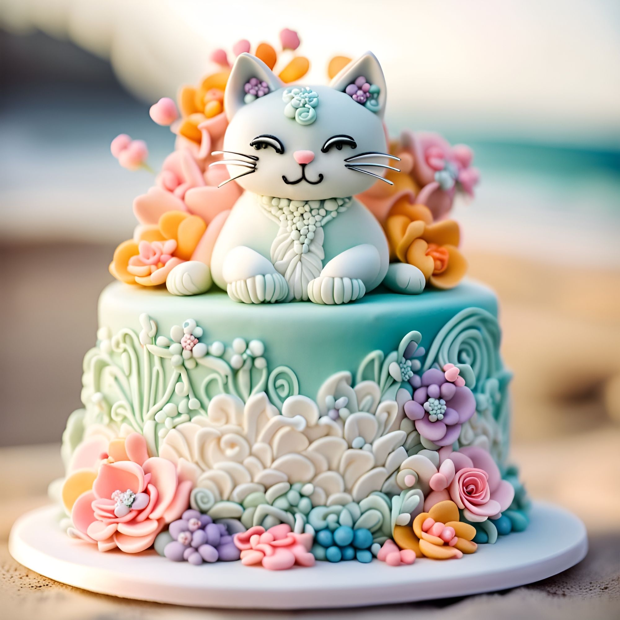 Cute Buttercream Cat Cake - CakeCentral.com