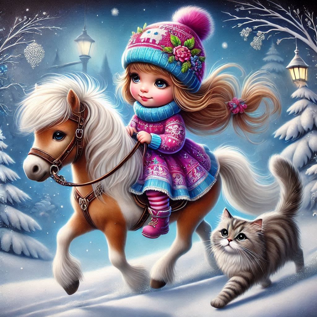 little girl riding her pony.