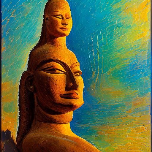 Bronze Sphinx Pyramid Sculpture in Neo-Expressionist Style