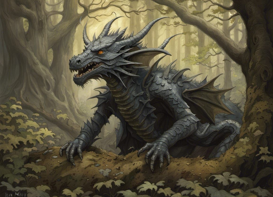 Black dragon in the woods - AI Generated Artwork - NightCafe Creator