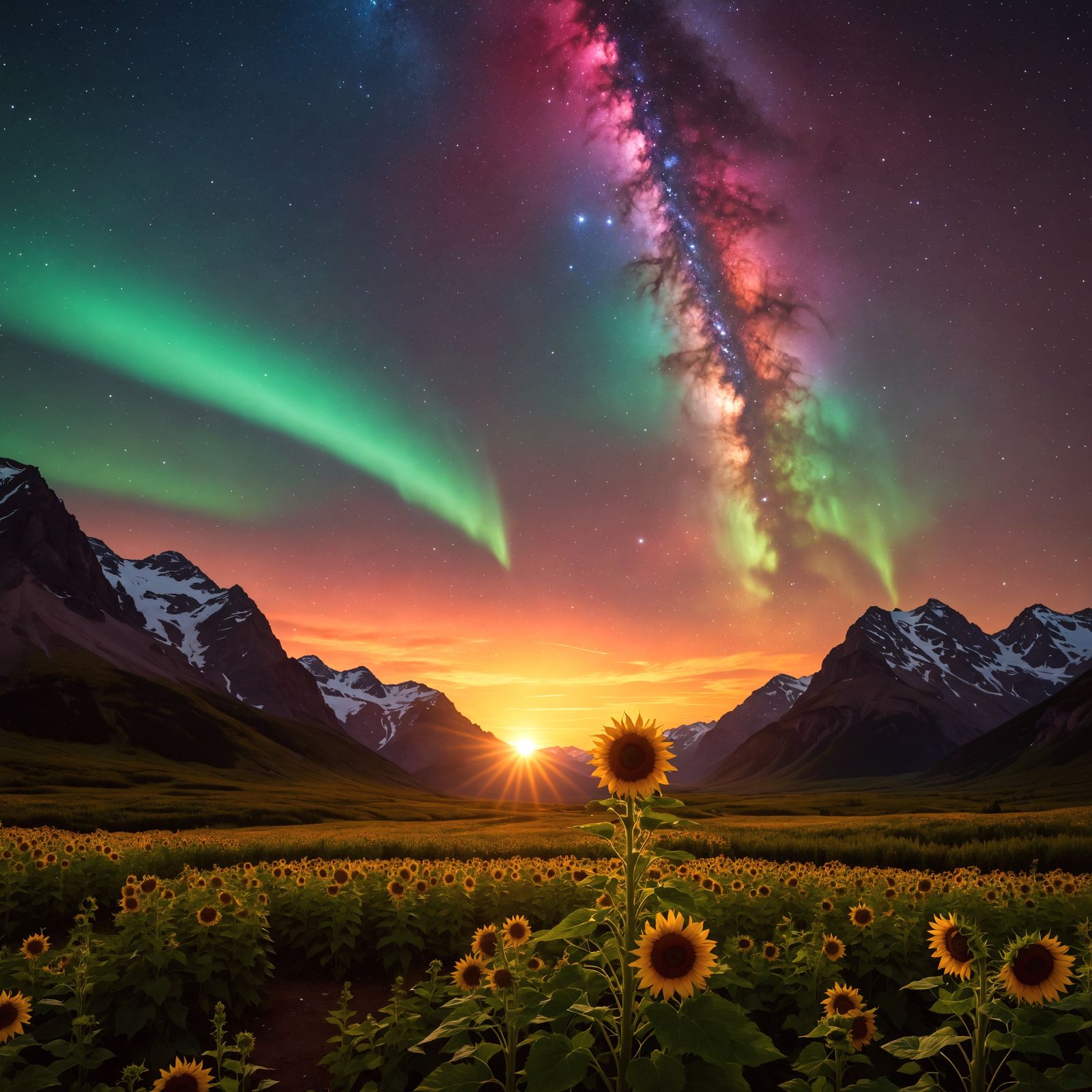 Circular sunflower labyrinth in the valley, top 10%