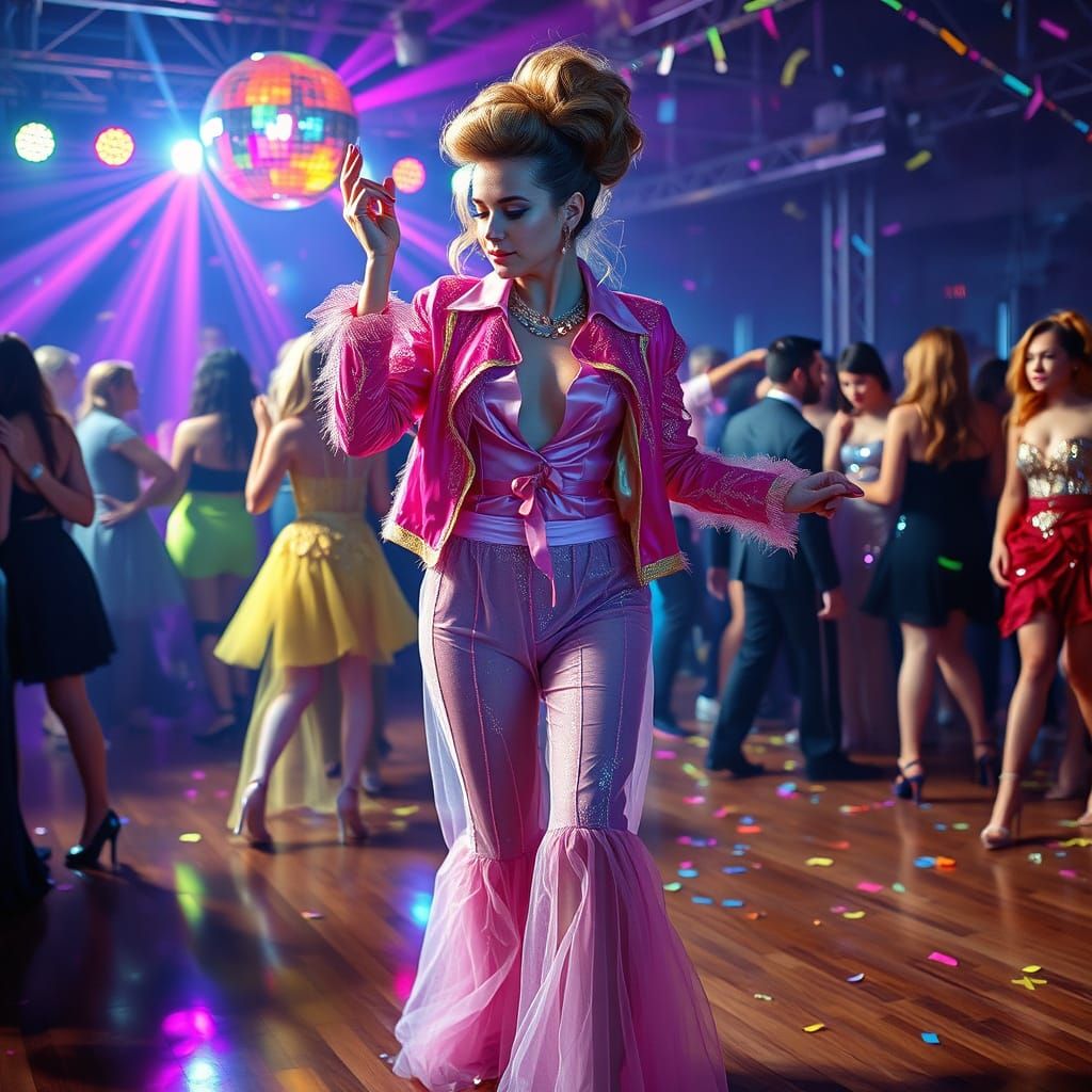 Girl Shines in Extravagant Cyberpunk Disco Outfit