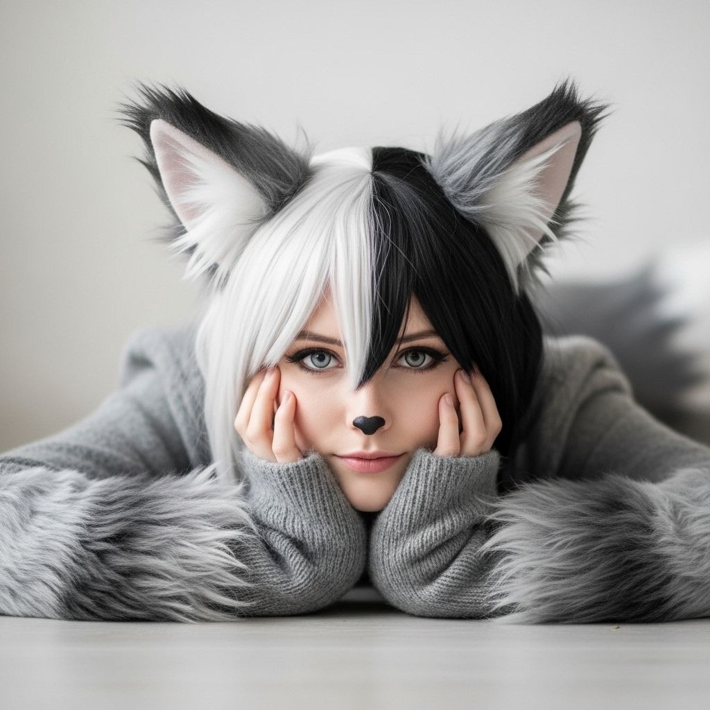 relaxing fox cosplayer