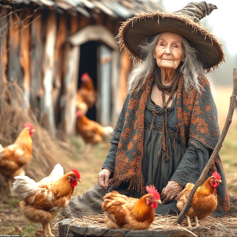 Portrait of Baba Yaga.  An ancient but powerful witch.